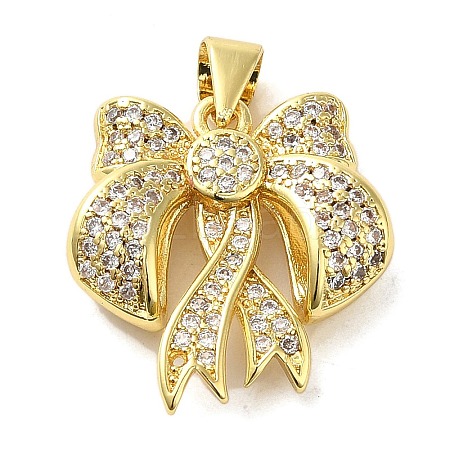 Brass Micro Pave Clear Cubic Zirconia Pendants FIND-Z041-10G-1