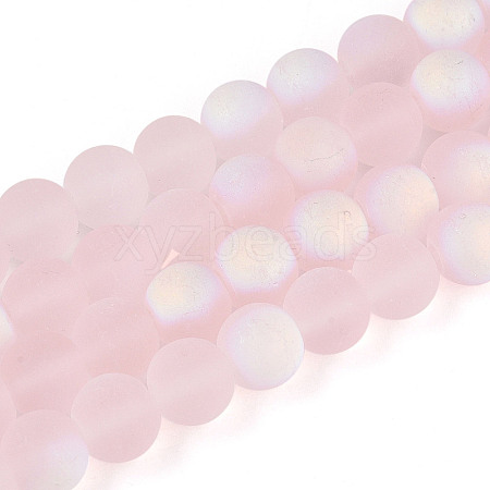 Frosted Transparent Glass Beads Strands GLAA-T032-T8mm-MBB10-1
