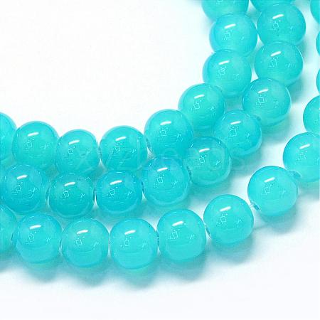 Baking Painted Imitation Jade Glass Round Bead Strands DGLA-Q021-12mm-06-1