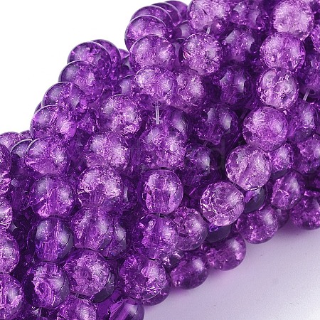 Spray Painted Crackle Glass Beads Strands CCG-Q001-6mm-12-1