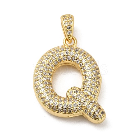 Brass Micro Pave Cubic Zirconia Pendants KK-E061-03G-17-1