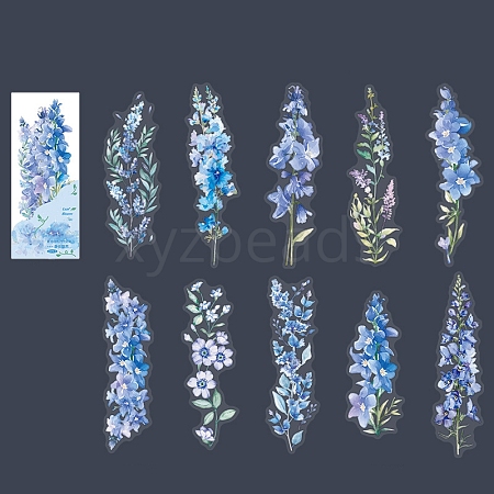 20Pcs 10 Styles Flower PET Waterproof Stickers PW-WG6FCFD-04-1