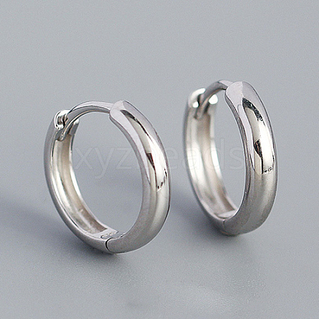 Anti-Tarnish Rhodium Plated Plain 925 Sterling Hoop Earrings MU8410-05-1