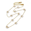 304 Stainless Steel & Plastic Pearl Link Chain Necklaces for Women NJEW-K383-04C-G-1