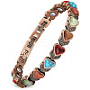Zinc Alloy & Synthetic Turquoise & Natural Obsidian & Synthetic Goldstone & Cat Eye Link Chain Bracelets FS-WGDAAA9-01-3