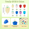 8Pcs 8 Styles Handmade Lampwork Grapes Connector Charms PALLOY-TAC0156-4