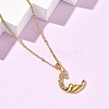 304 Stainless Steel Micro Pave Clear Cubic Zirconia Pendant Necklaces for Women NJEW-Z103-01G-01-2
