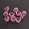 Pink Dyed Transparent Acrylic Flower Beads X-PL548-10-2
