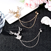 2Pcs 2 Colors Deer Hanging Chain Brooch Pin JEWB-FH0003-28-4