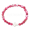 Dyed Natural Freshwater Shell Beads Stretch Bracelets BJEW-JB13397-3