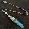Synthetic Turquoise & Mixed Gemstone Bullet Pointed Dowsing Pendulums CHAK-PW0001-051G-1