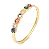 Colorful Cubic Zirconia Square Hinged Bangle BJEW-L681-004G-3