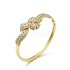 Clear Cubic Zirconia Bowknot Hinged Bangle BJEW-C030-02G-1