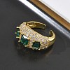 Brass Micro Pave Cubic Zirconia Cuff Open Rings for Women RJEW-L343-13G-04-3