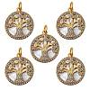 5Pcs Brass Micro Pave clear Cubic Zirconia Pendants ZIRC-SZ0002-55-1