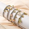 Brass Enamel Round Beads Charm Bracelets for Women BJEW-D317-11PG-1