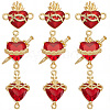 12Pcs 3 Styles Brass Enamel Sacred Heart of Jesus Links Connector Charms KK-SC0007-86-1