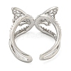 304 Stainless Steel Cubic Zirconia Open Cuff Ring for Women RJEW-S406-05P-01-3