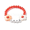 Love Flower Beads Stretch Bracelet for Kid BJEW-JB06954-2
