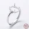 Anti-Tarnish Rhodium Plated 925 Sterling Silver Finger Ring Components STER-G027-05P-4