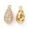 Brass Micro Pave Clear Cubic Zirconia Charms ZIRC-F133-03G-1