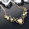 Real 18K Gold Plated Tin Alloy Cubic Zirconia Flower Bib Necklaces NJEW-BB02514-G-4