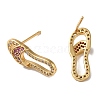 Cubic Zirconia Slippers Stud Earrings KK-O142-47G-02-2