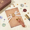 Brass Wax Seal Stamp with Wood Handle AJEW-WH0412-0288-5