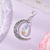 Alloy Moon & Glass Pendant Decorations HJEW-JM02689-02-1