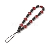 Round Natural Lava Rock & Heart Glass Beaded Mobile Straps HJEW-TA00027-4
