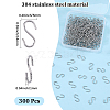 300Pcs 304 Stainless Steel S-Hook Findings STAS-SP0002-14-2