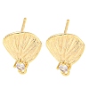 Brass Micro Pave Cubic Zirconia Stud Earring Findings KK-U015-03G-1