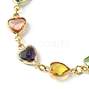Colorful Glass Heart Link Bracelets BJEW-JB10578-3