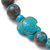 Summer Beach Turtle Dyed Synthetic Turquoise & Round Ocean Jasper Beaded Stretch Bracelets for Women BJEW-JB10937-01-3