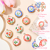12Pcs 6 Styles Handmade Printed Porcelain Pendants PALLOY-SW00123-4
