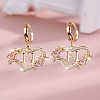Heart Brass Micro Pave Clear Cubic Zirconia Hoop Earrings FS-WGD5D87-14-1