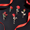   5Pcs 5 Styles Rose Flower Enamel Pins JEWB-PH0001-28-4