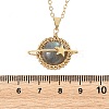 Natural Labradorite Copper Wire Wrapped Planet Pendant Brass Cable Chain Necklaces for Women NJEW-TA00260-04-4