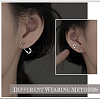ARRICRAFT 4 Pair Sterling Silver Safety Pin Shape Dangle Hoop Earrings for Men Women STER-AR0001-01-5