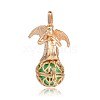Golden Plated Brass Hollow Round Cage Pendants KK-J249-03G-1