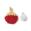 2Pcs 2 Styles Glass Seed Beaded Charms PALLOY-MZ00479-1