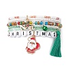 4Pcs 4 Style Word Christmas Plastic & Glass Beaded Stretch Bracelets Set BJEW-JB09392-1