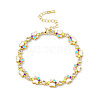 Brass Micro Pave Cubic Zirconia Chain Bracelets BJEW-P288-02G-1