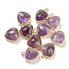 Natural Amethyst Faceted Heart Charms G-Q006-07G-10-1