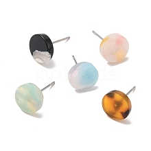Flat Round Cellulose Acetate(Resin) Stud Earrings KY-XCP0001-29