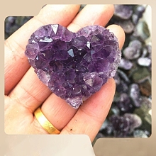 Raw Rough Love Heart Natural Amethyst Specimen Cluster PW-WG74359-01