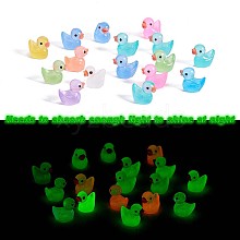 100Pcs Luminous Tiny Ducks Mini Resin Duck Colorful Miniature Fairy Garden Mini Duck  for Miniature Landscape JX530A
