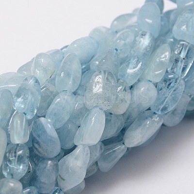 Natural Aquamarine Chip Bead Strands X-G-M298-20-1
