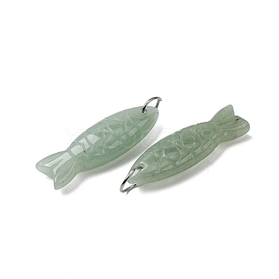 Natural Green Aventurine Carved Pendants G-G314-01P-03-1