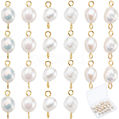 30Pcs Natural Cultured Freshwater Pearl Connector Charms PALLOY-SC00001-1